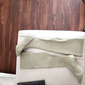 Beige thigh-hi boots